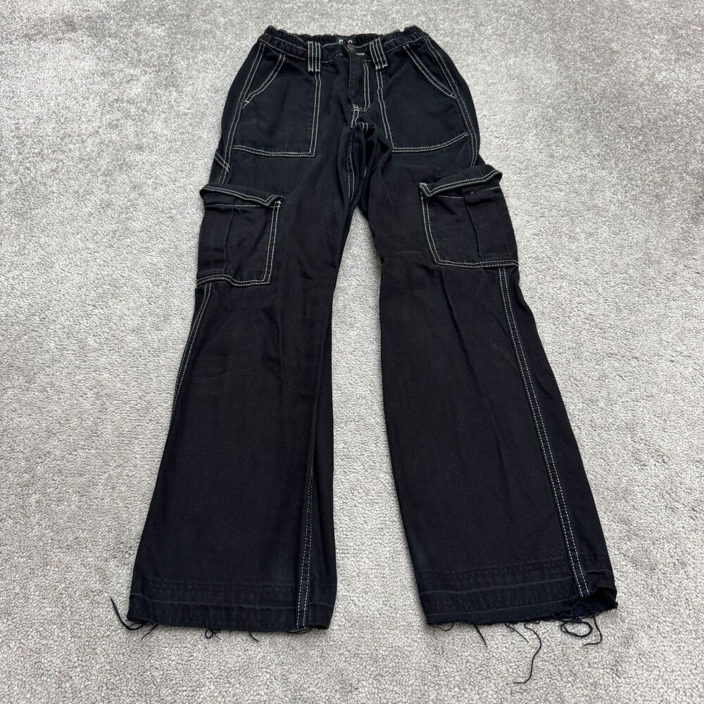 BDG Urban Outfitters Skate Cargo Wide Leg Denim Jeans Womens 24x32 Black Cotton
